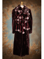 PLUM SHEARED BEAVER COAT W. BOBBLE SCARF