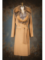 CAMEL WRAP COAT W.  CROSS FOX COLLAR 8