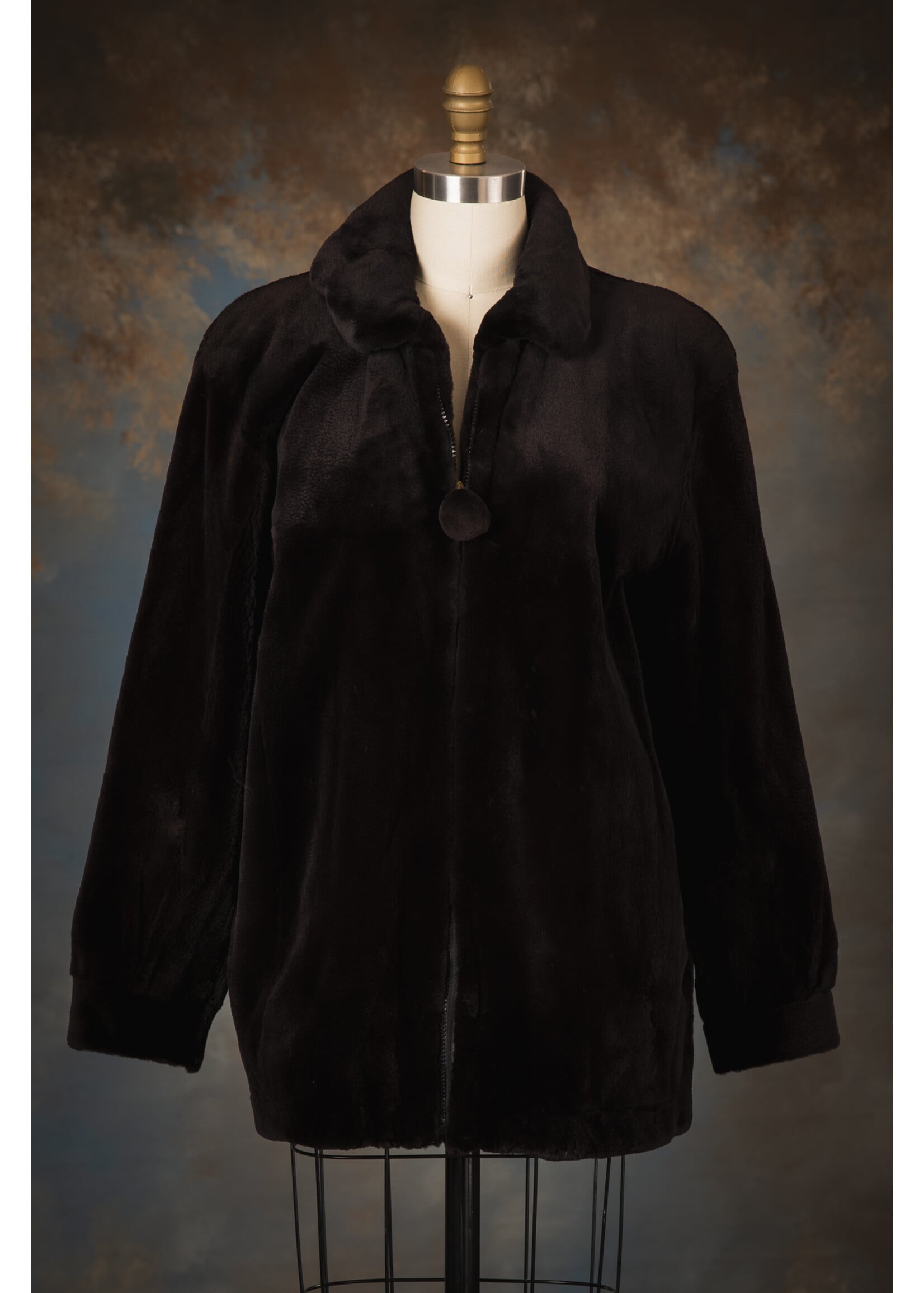 BLACK PLUM SH. MINK BOMBER