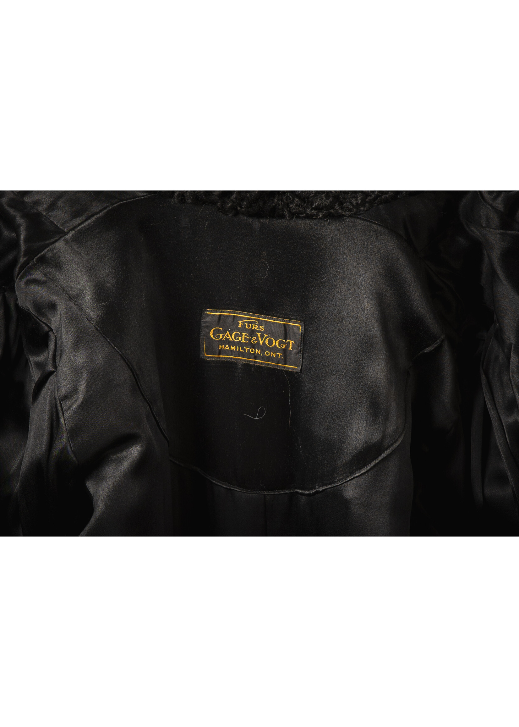 BLACK PERSIAN LAMB COAT W. MINK COLLAR