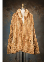 FURTHER COGNAC PLUCKED MINK KNIT BATWING PONCHO W.  SABLE