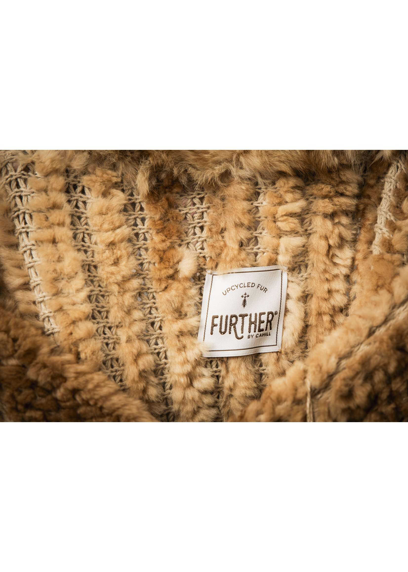 FURTHER COGNAC PLUCKED MINK KNIT BATWING PONCHO W.  SABLE