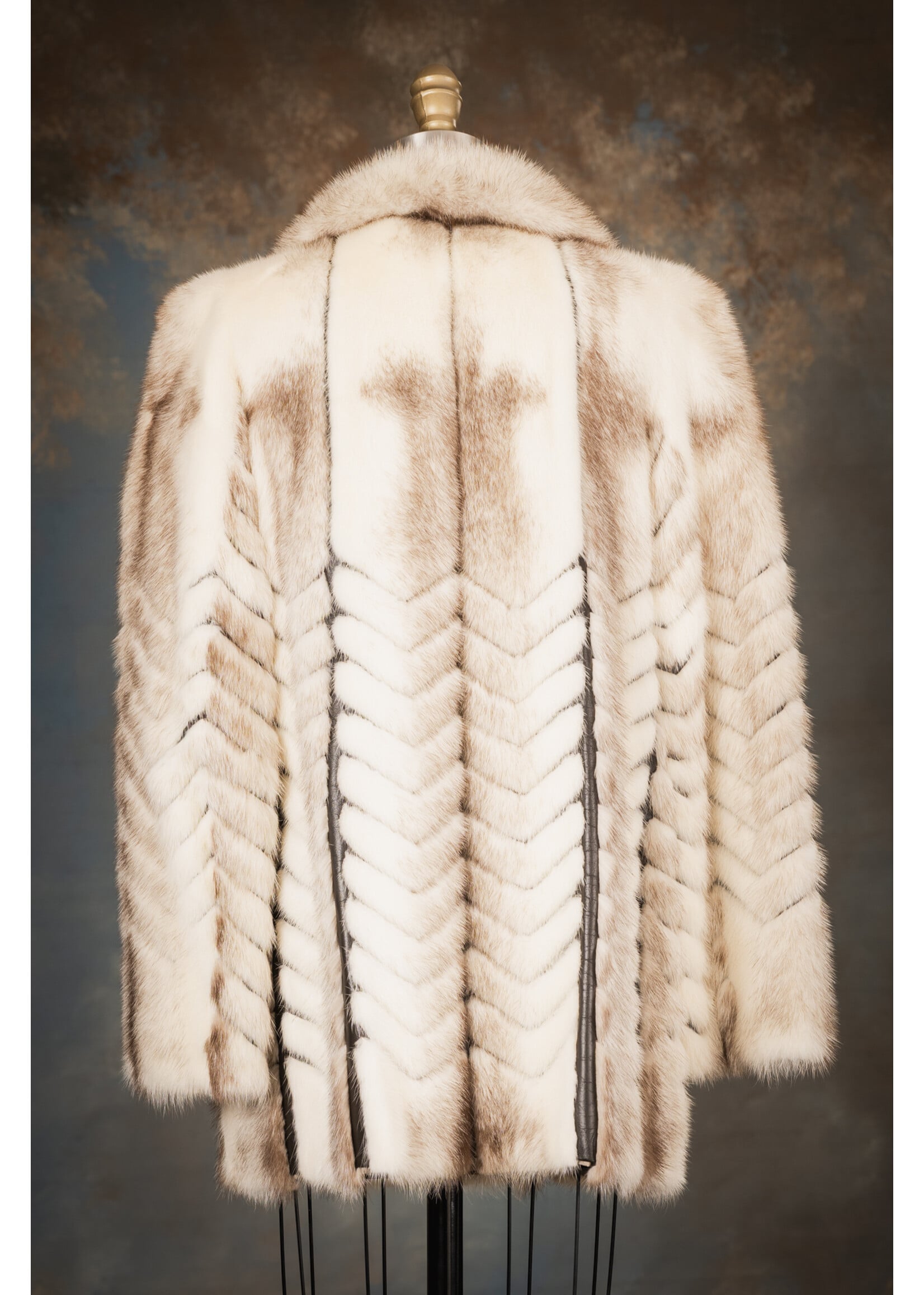 BROWN CROSS MINK CHEVRON CAR COAT