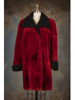 SHEARED CRIMSON MUSKRAT COAT W. PERSIAN LAMB 10