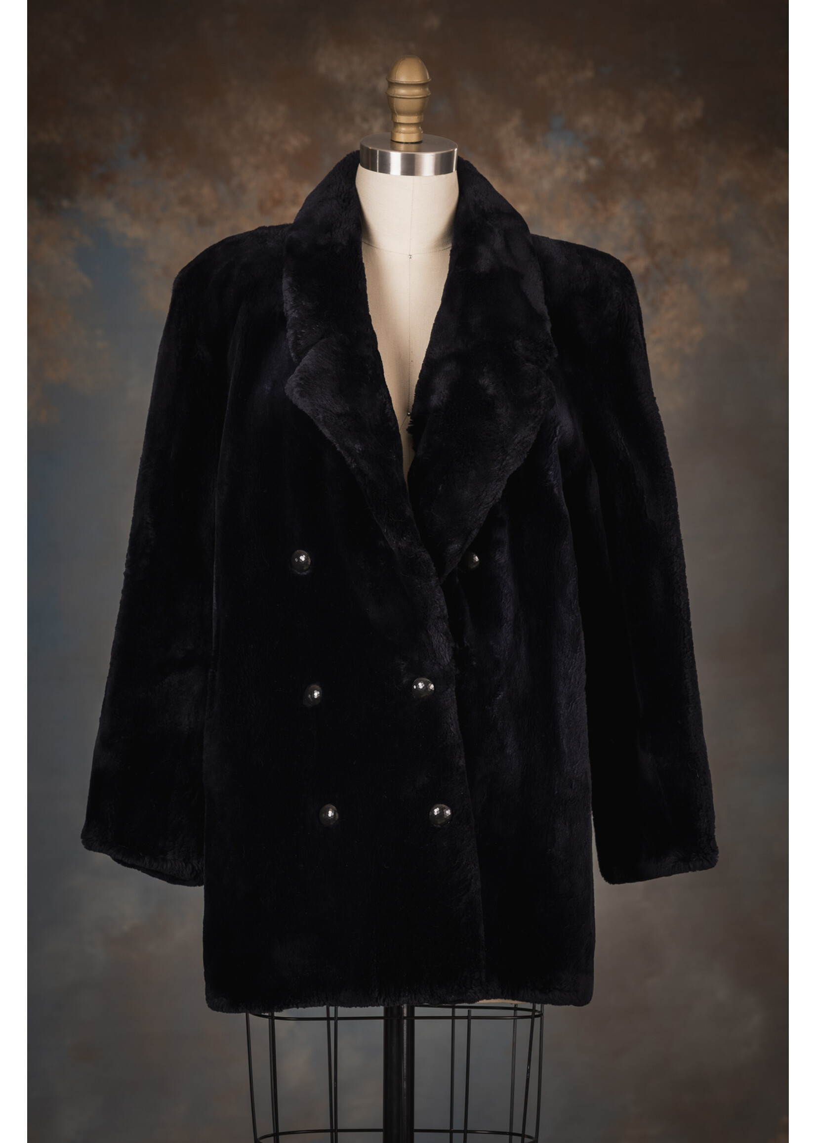 NAVY SHEARED BEAVER JACKET 8P