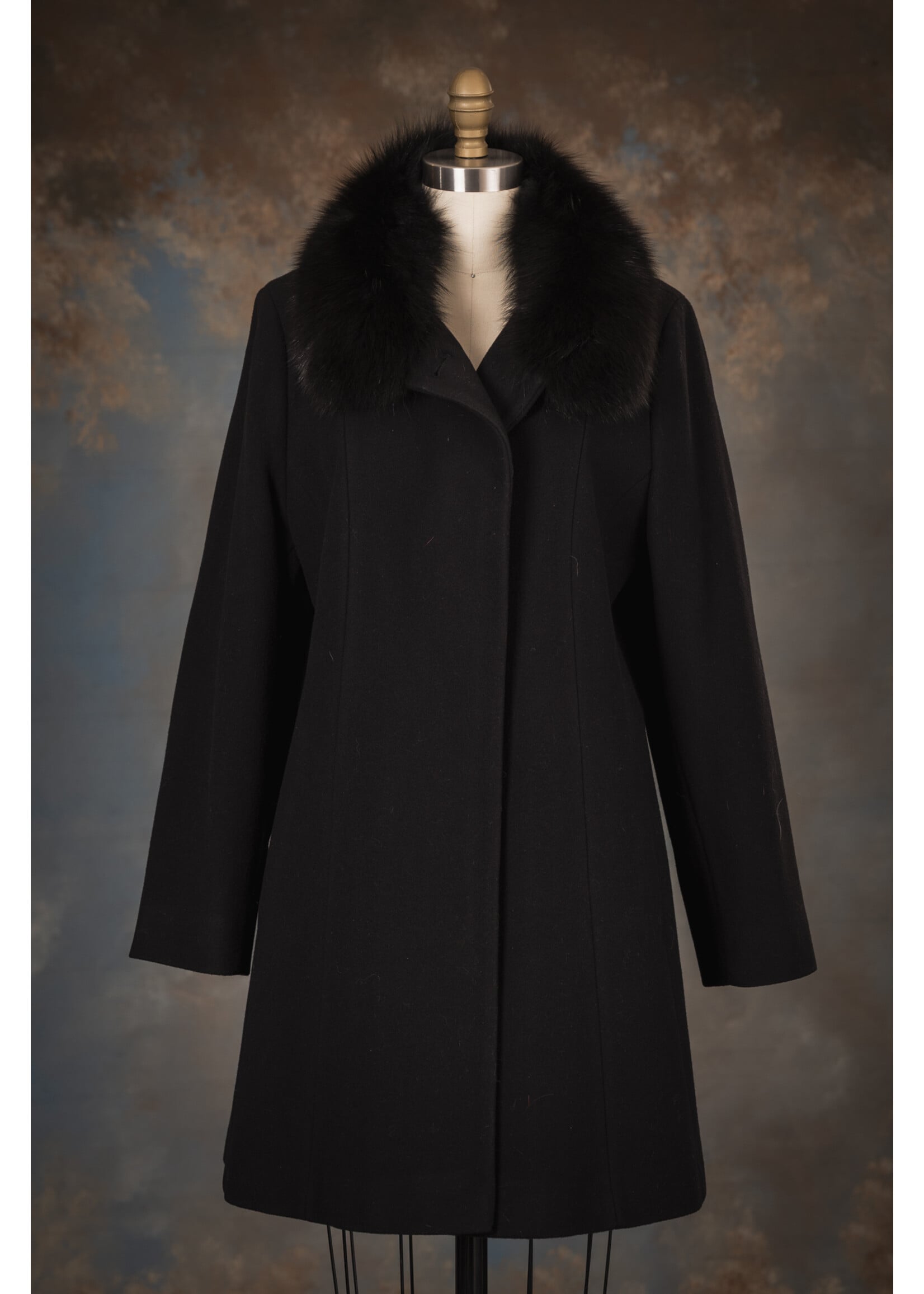 CASHMERE/WOOL COAT W. FOX COLLAR 14