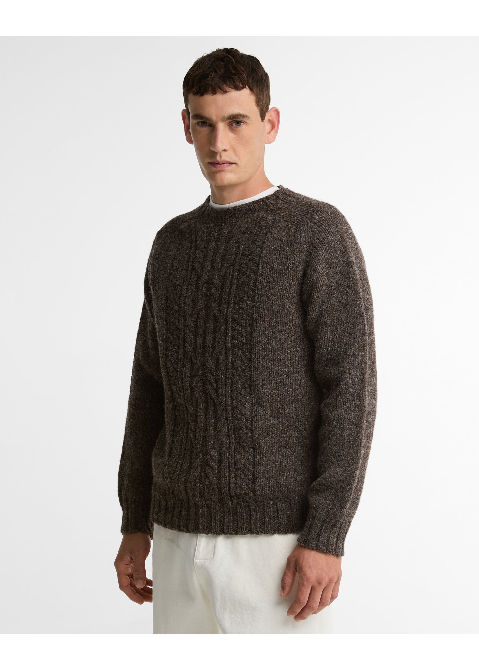 Barbour SCOTTISH-MADE NATURAL YARN CABLE CREW