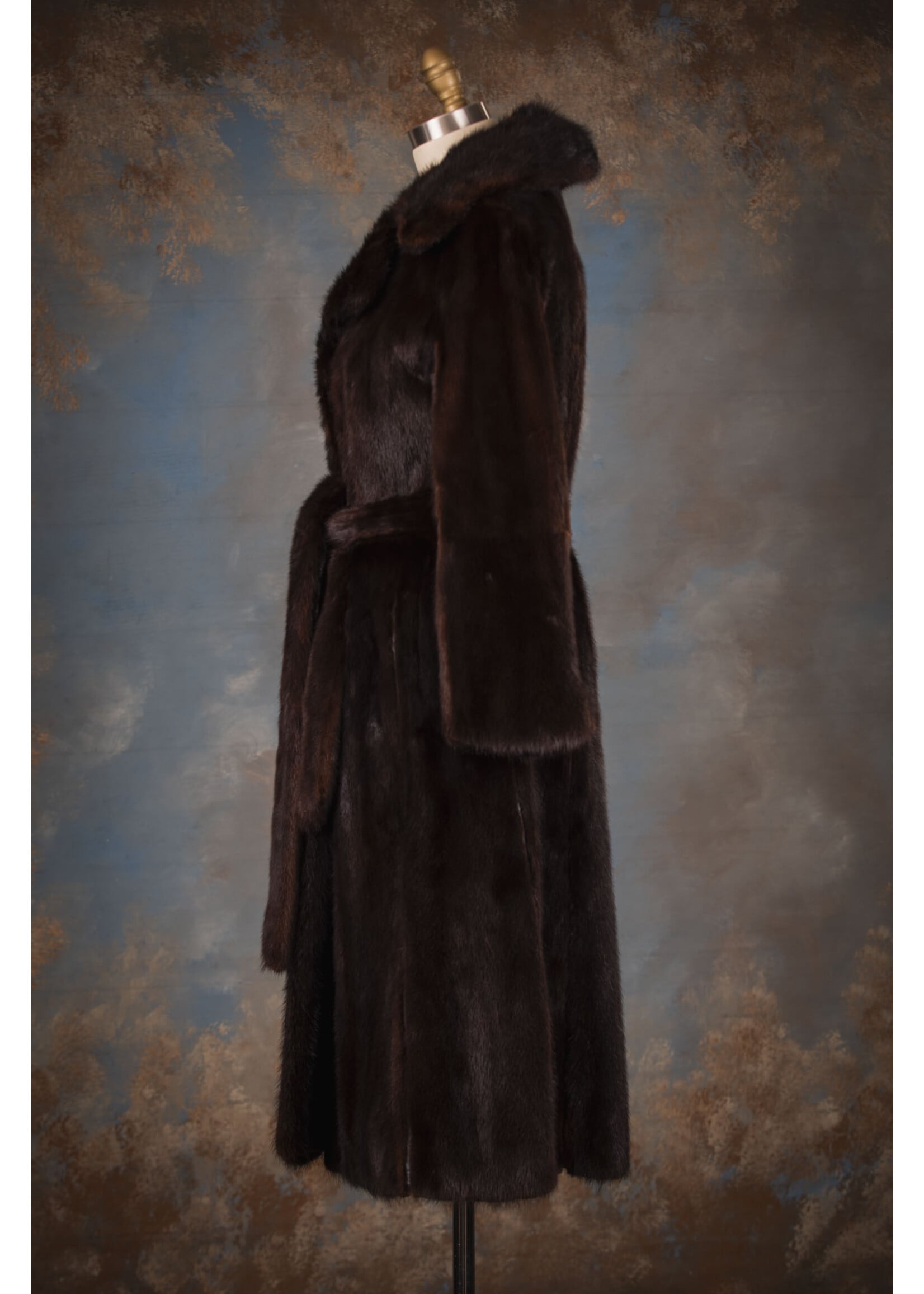 BLACK CHERRY MINK COAT W. BELT