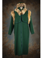 EMERALD GREEN WOOL COAT W. COYOTE TRIM
