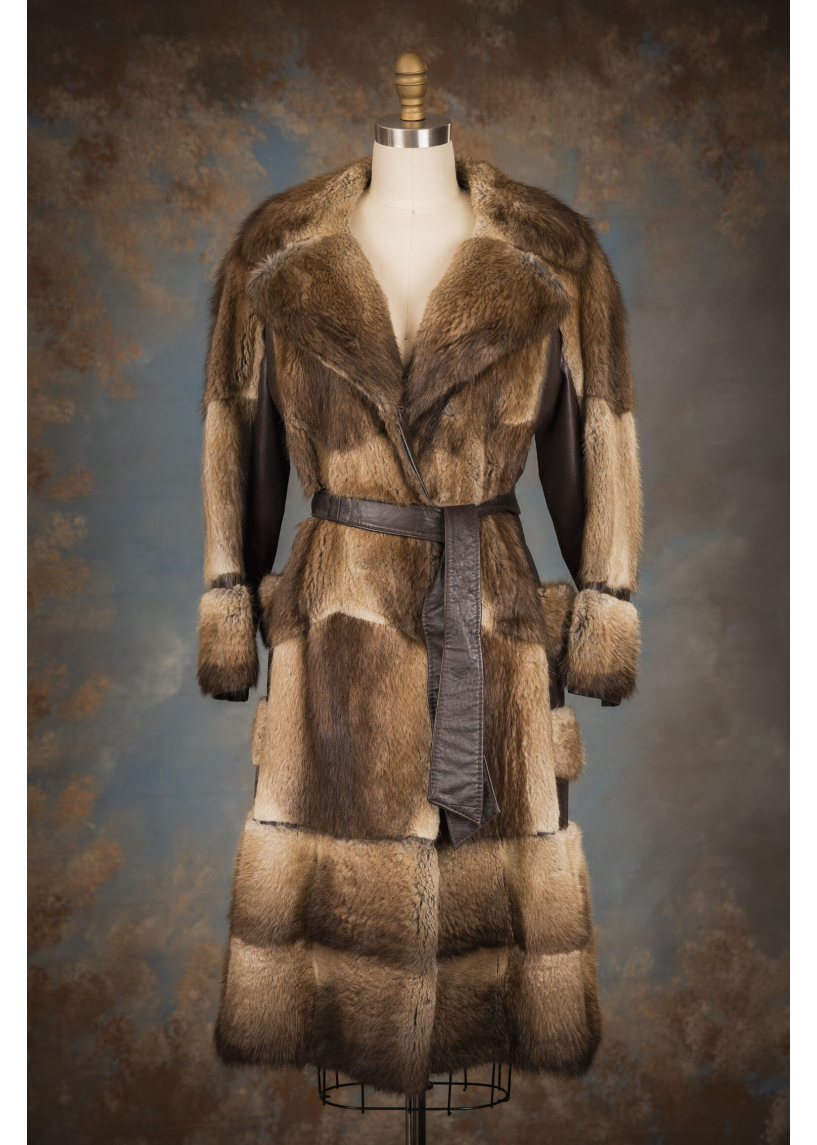 NATURAL MUSKRAT & LEATHER COAT 4