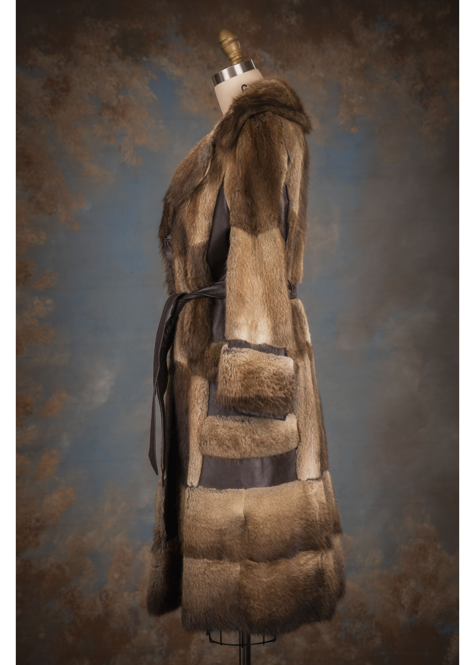NATURAL MUSKRAT & LEATHER COAT 4