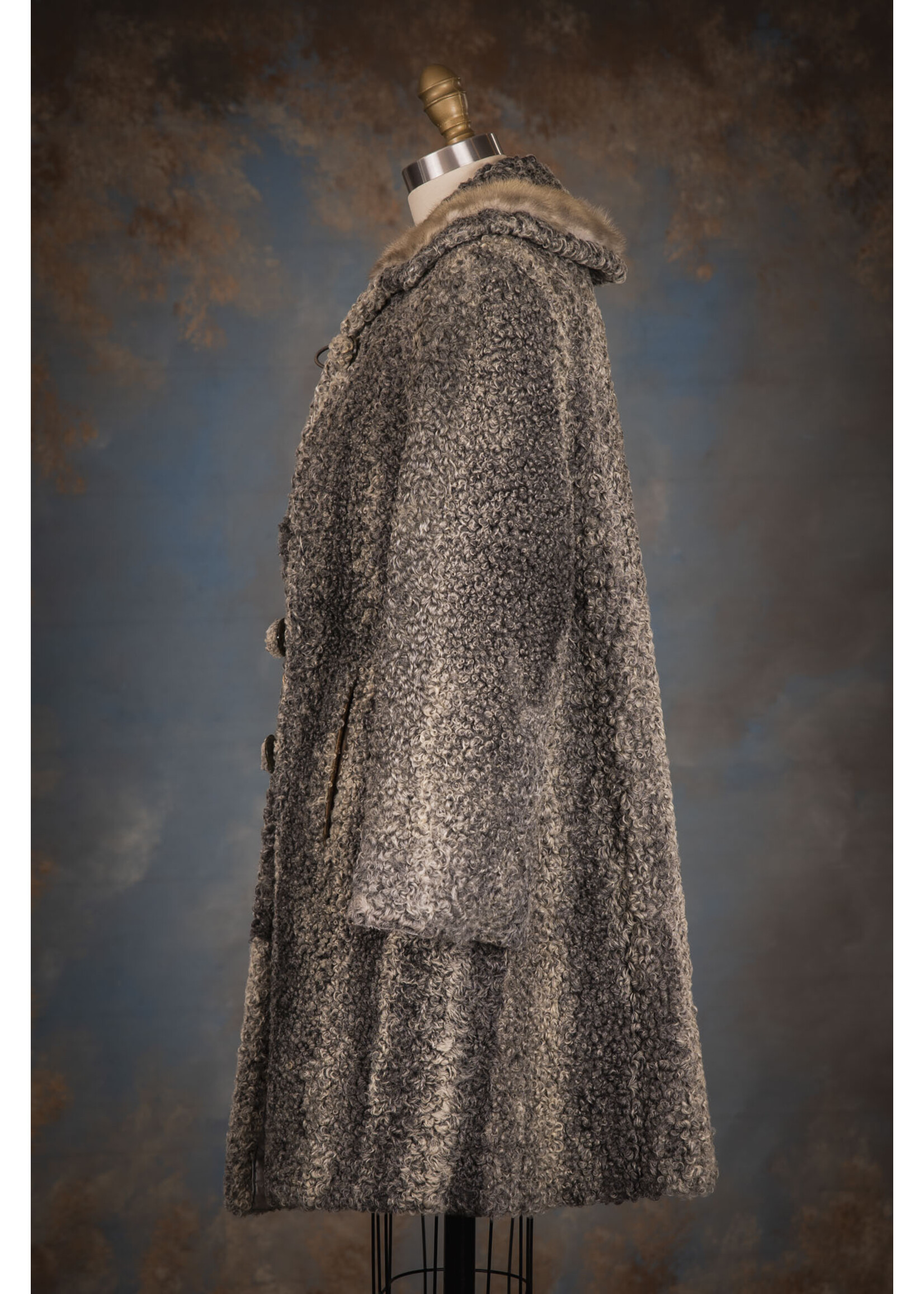 GREY PERSIAN LAMB CAR COAT