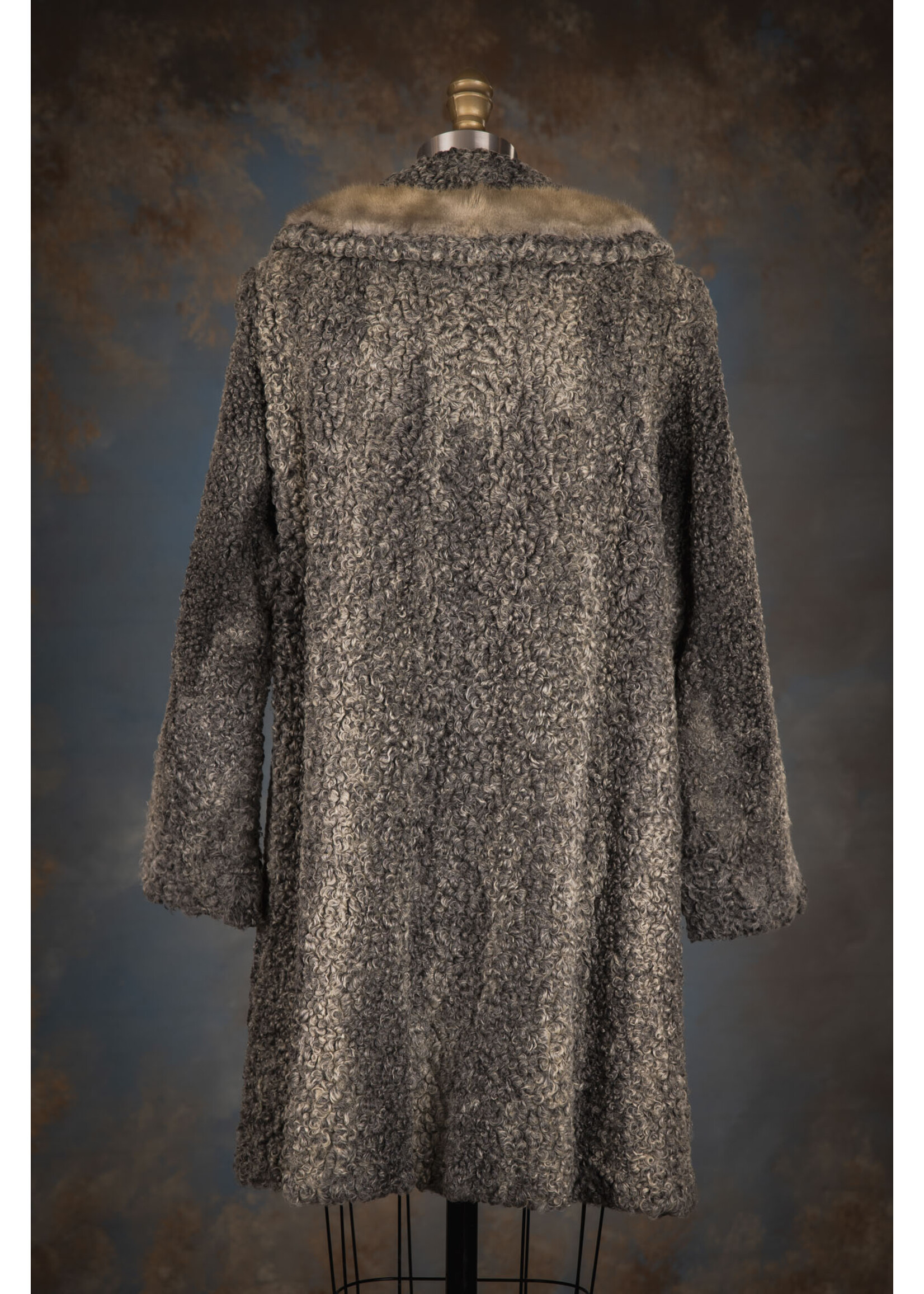 GREY PERSIAN LAMB CAR COAT