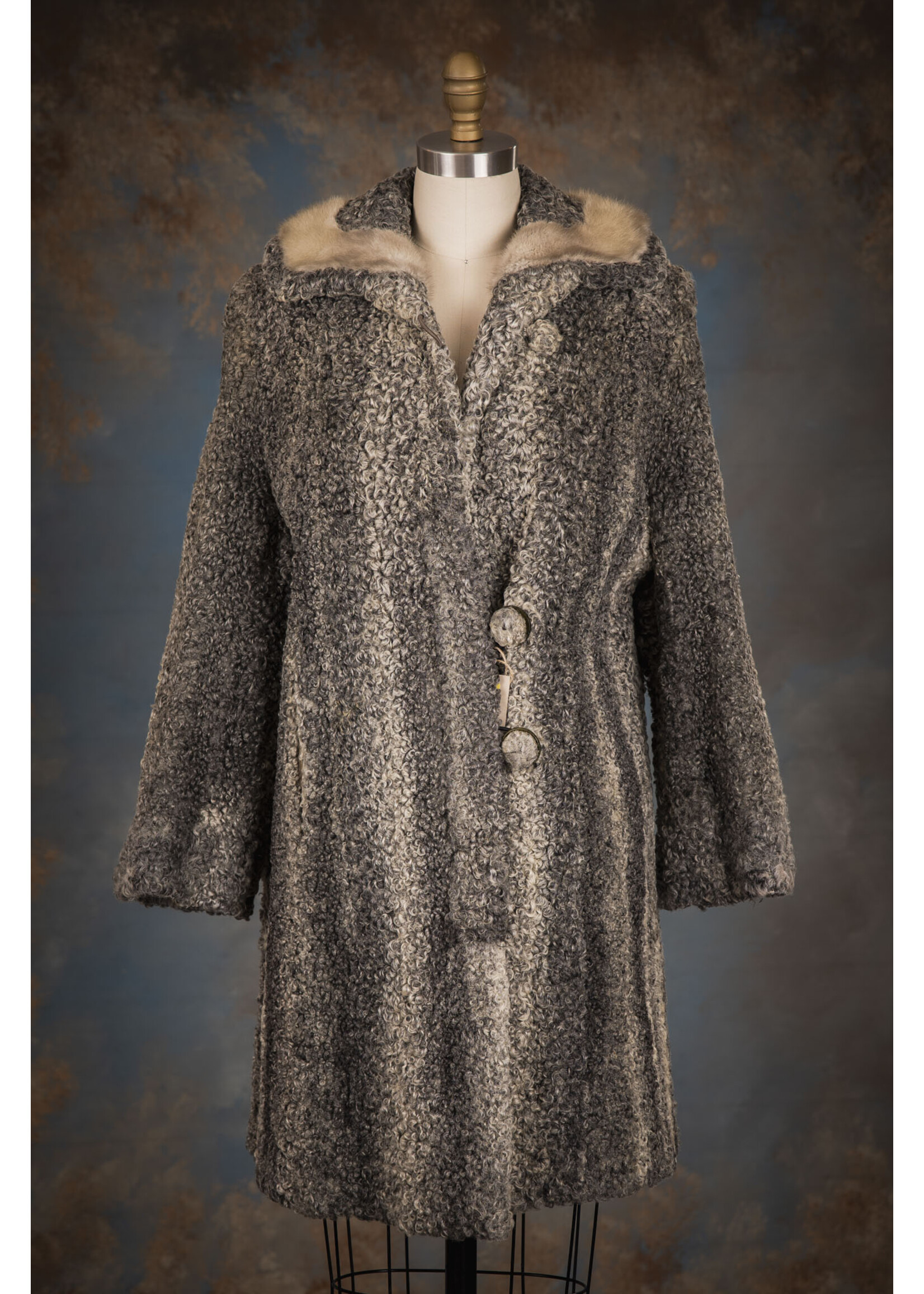 GREY PERSIAN LAMB CAR COAT