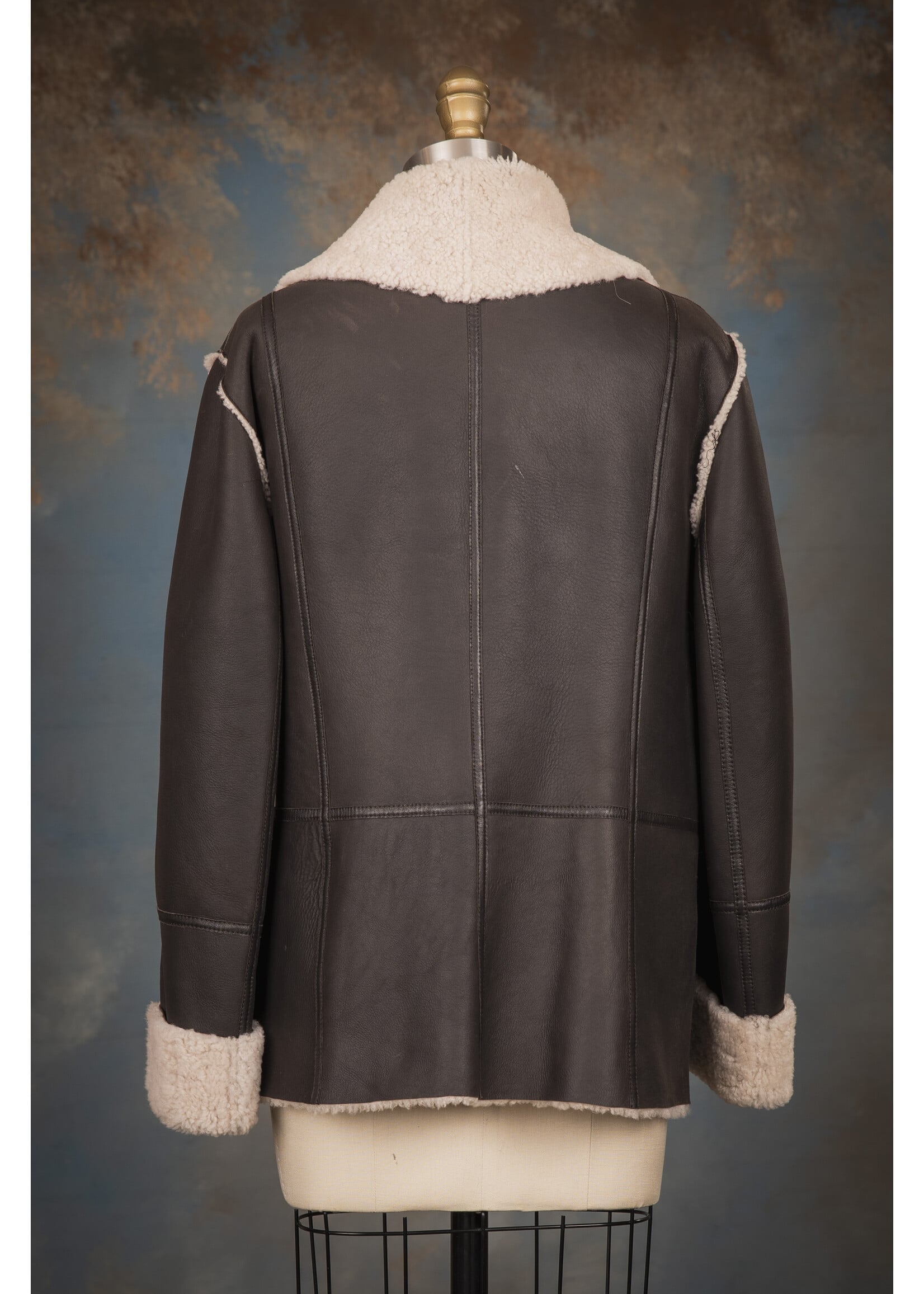 BLACK & IVORY SHEARLING JACKET 14