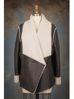 BLACK & IVORY SHEARLING JACKET 14