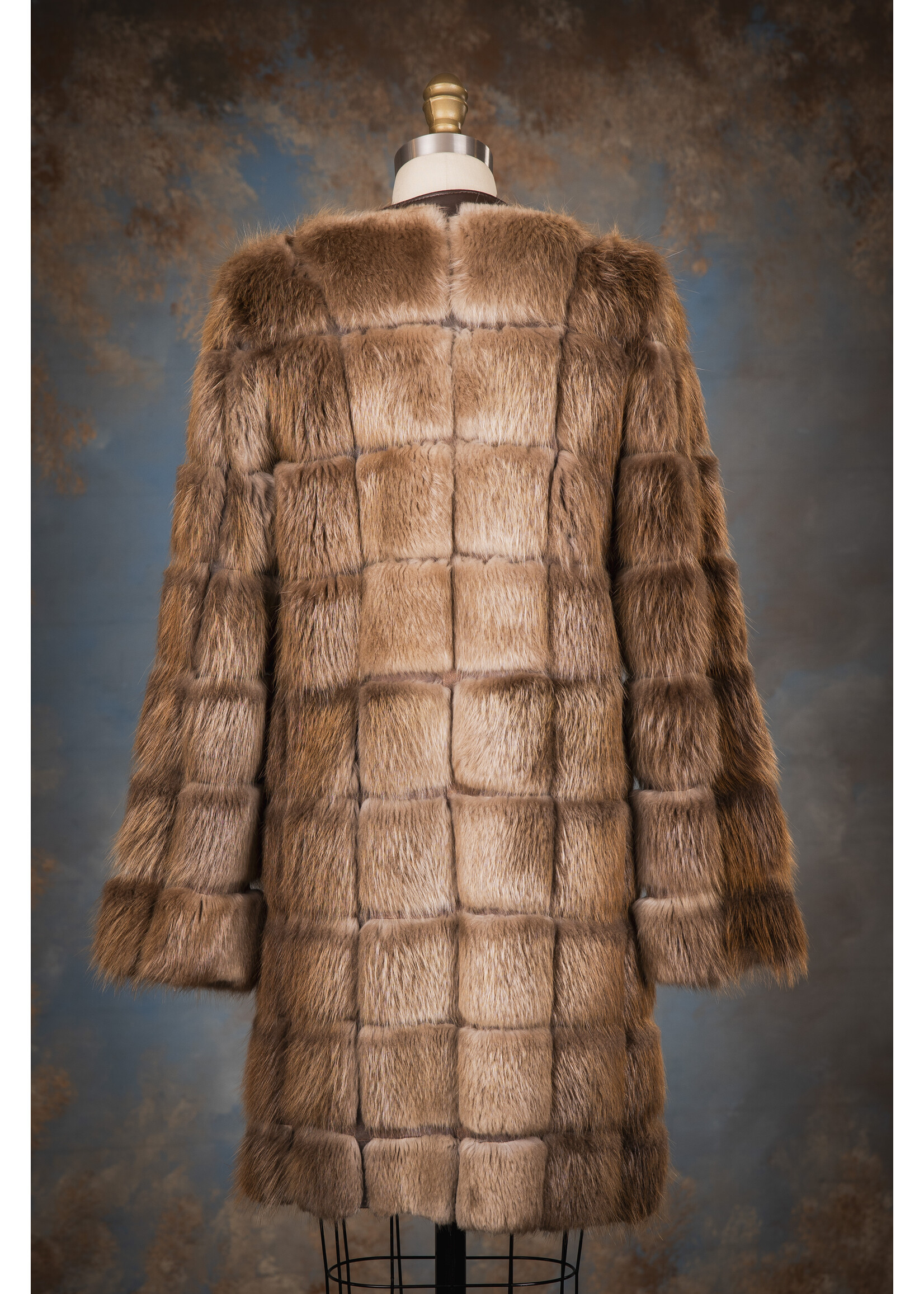 BEAVER & LEATHER HORIZONTAL COAT 4