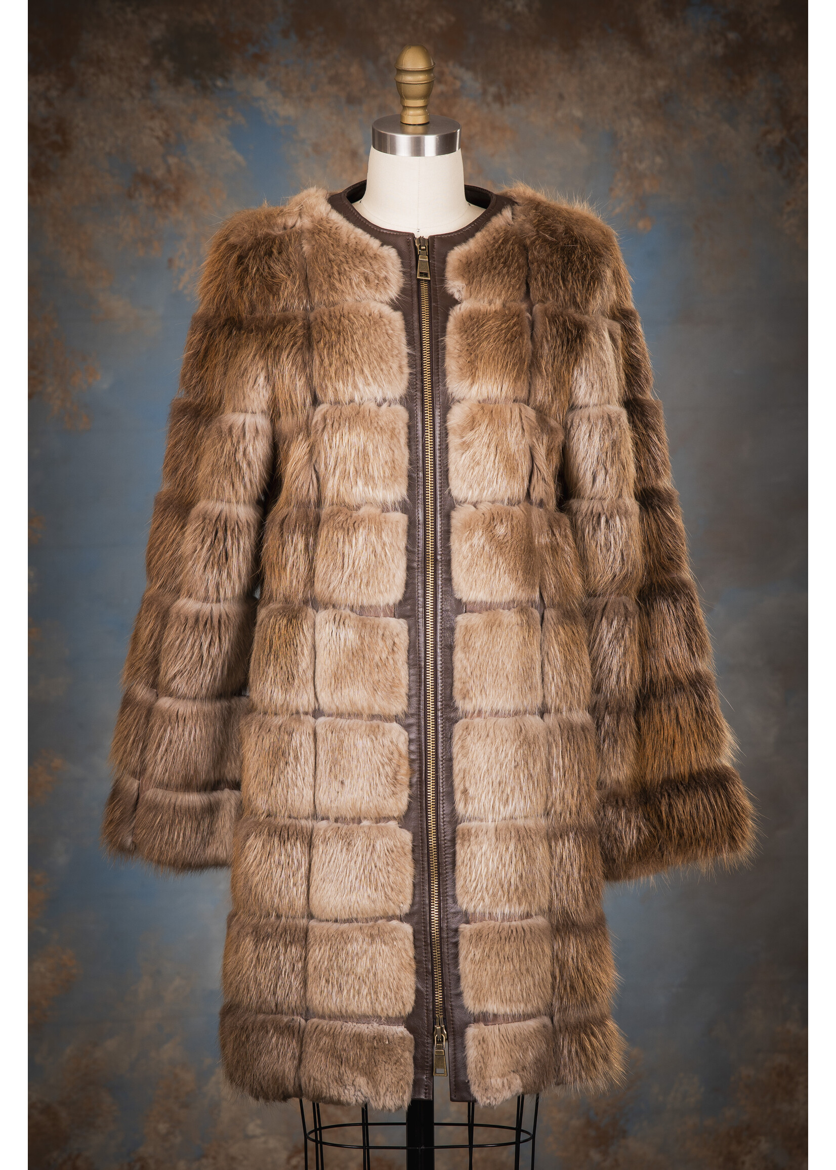 BEAVER & LEATHER HORIZONTAL COAT 4