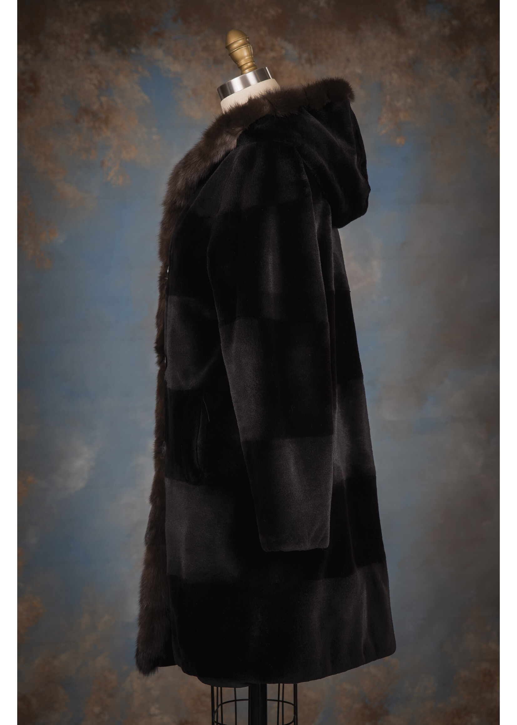 SH. BLACK MINK REV COAT W. SABLE