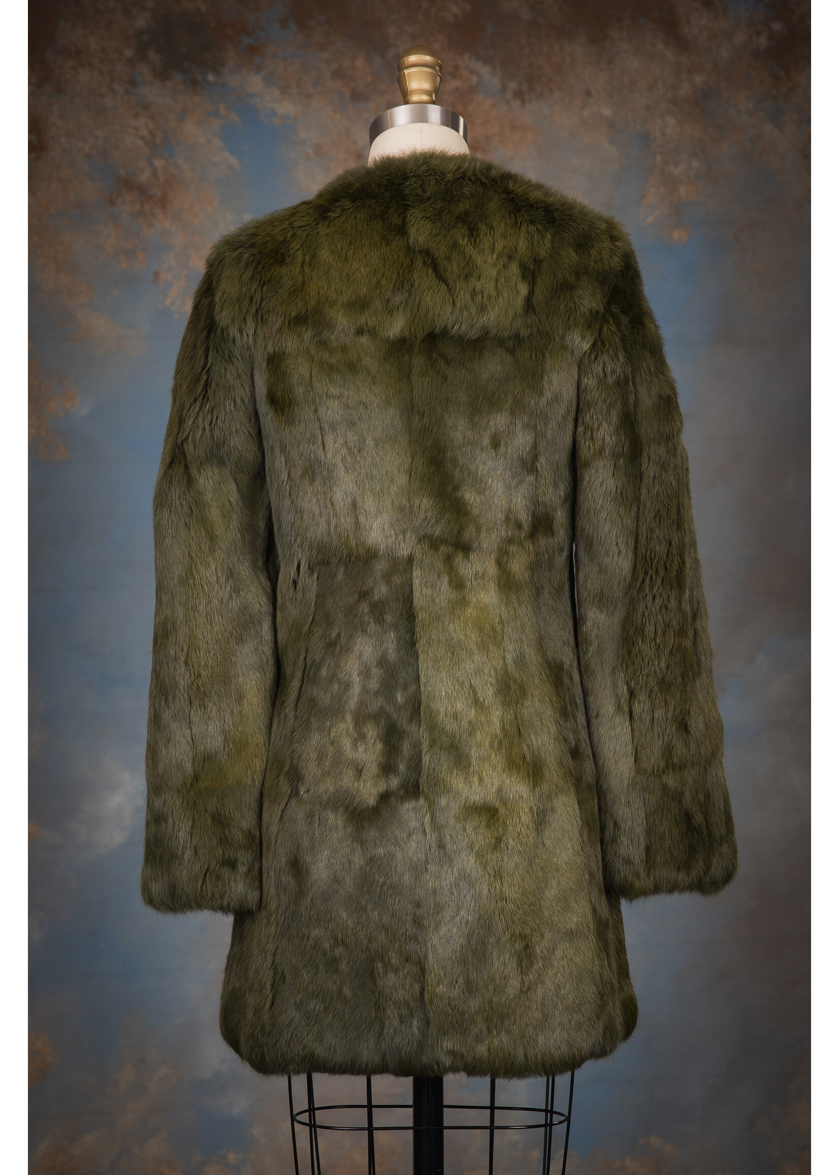 MOSS GREEN RABBIT COAT 0-2