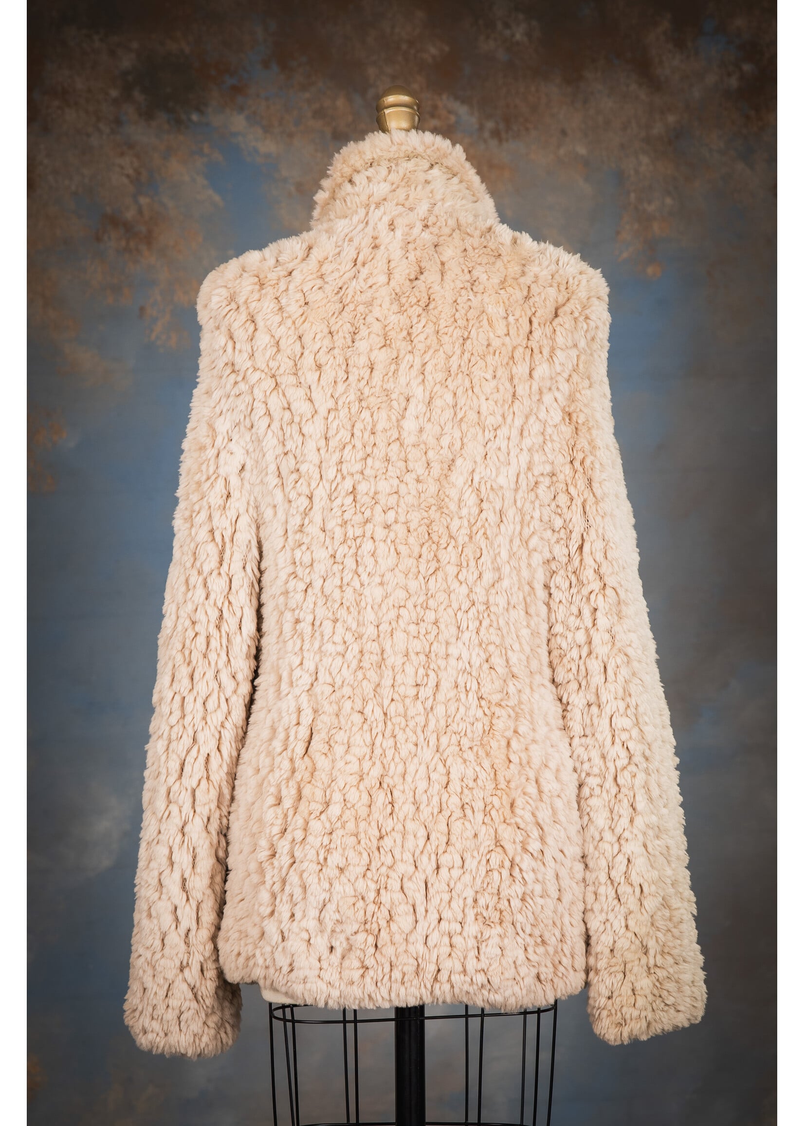 BEIGE SH. BEAVER KNIT JACKET