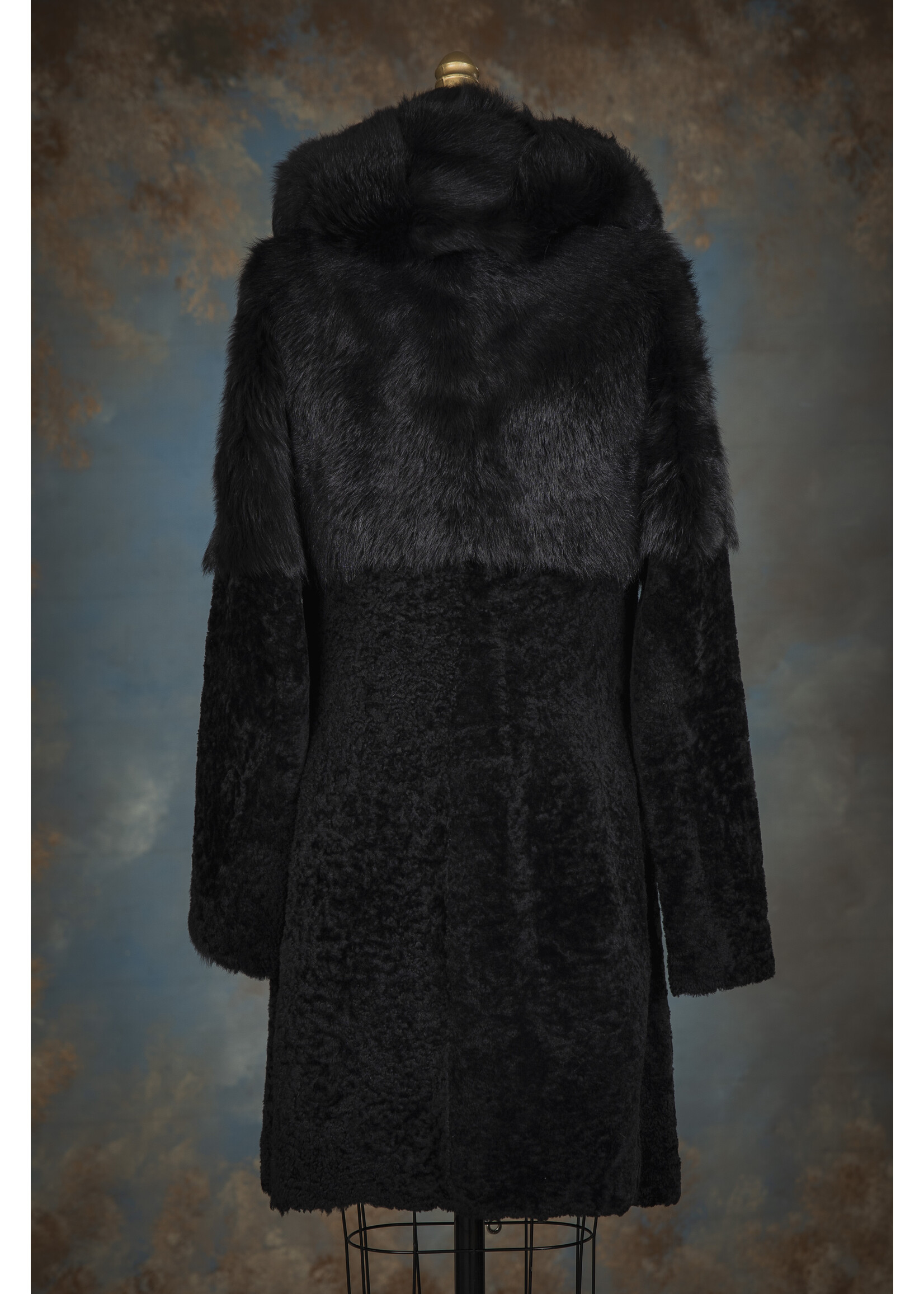 BLACK SHEARLING & TUSCAN LAMB REV. COAT