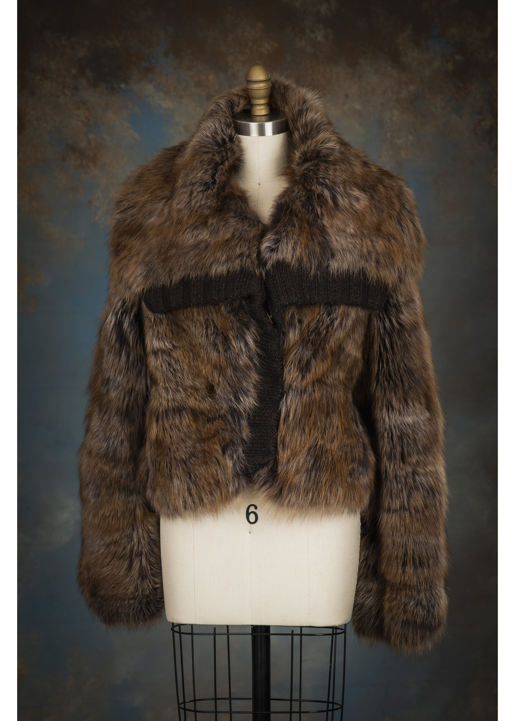 BROWN FOX JACKET W. KNIT TRIM