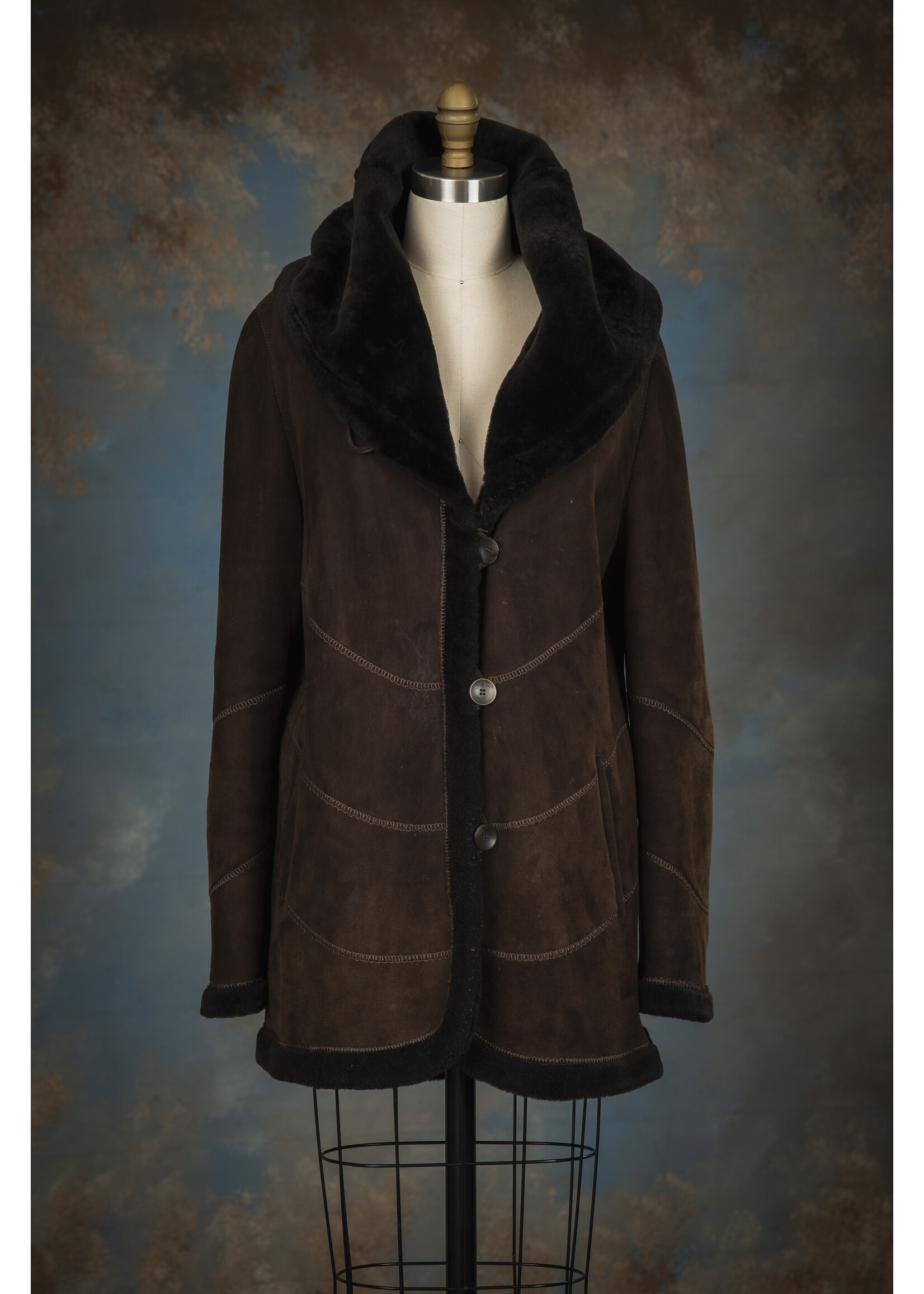 BROWN SHEARLING COAT 8-10