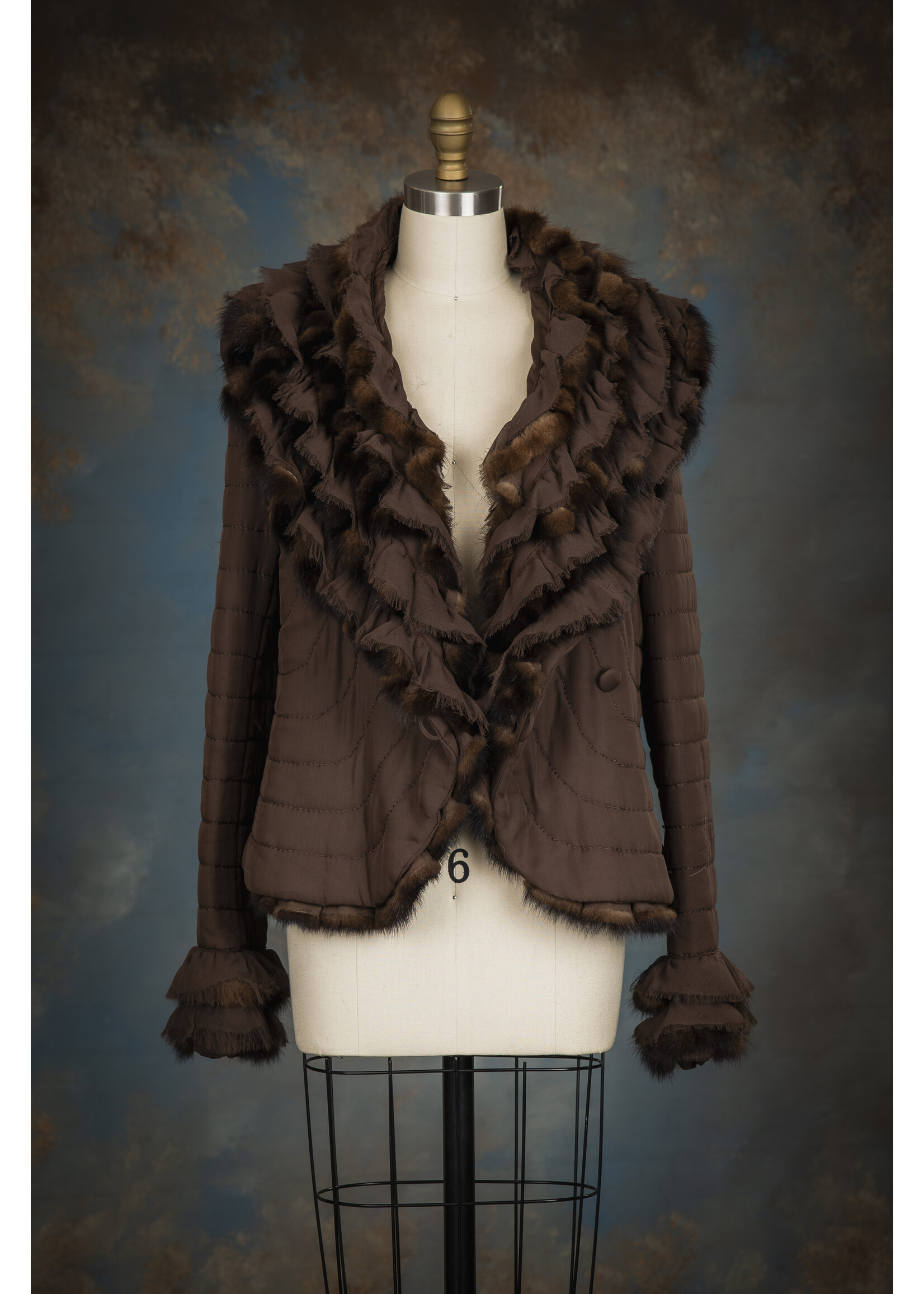 QUILTED SILK ORGANZA JACKET W. MINK