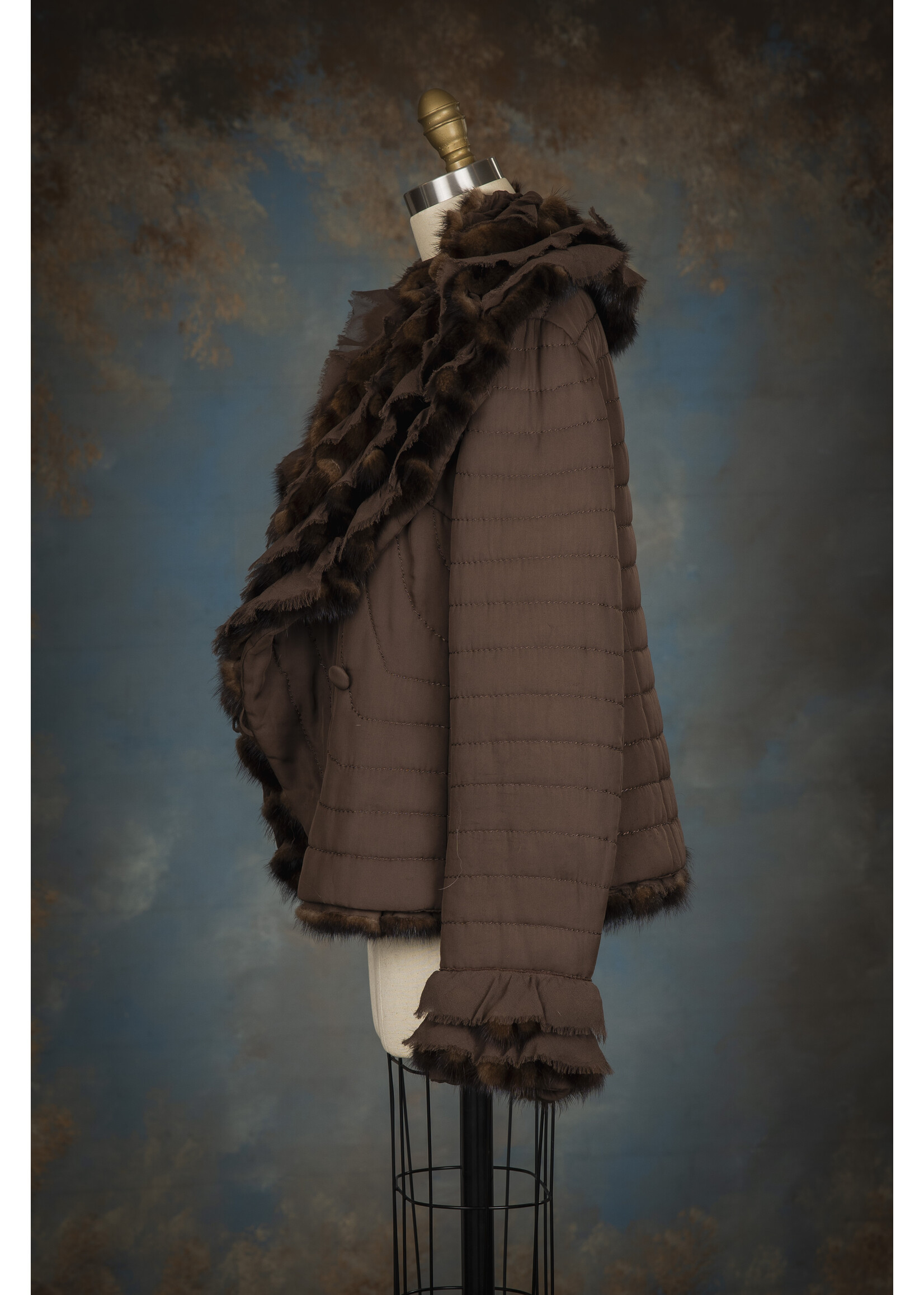 QUILTED SILK ORGANZA JACKET W. MINK