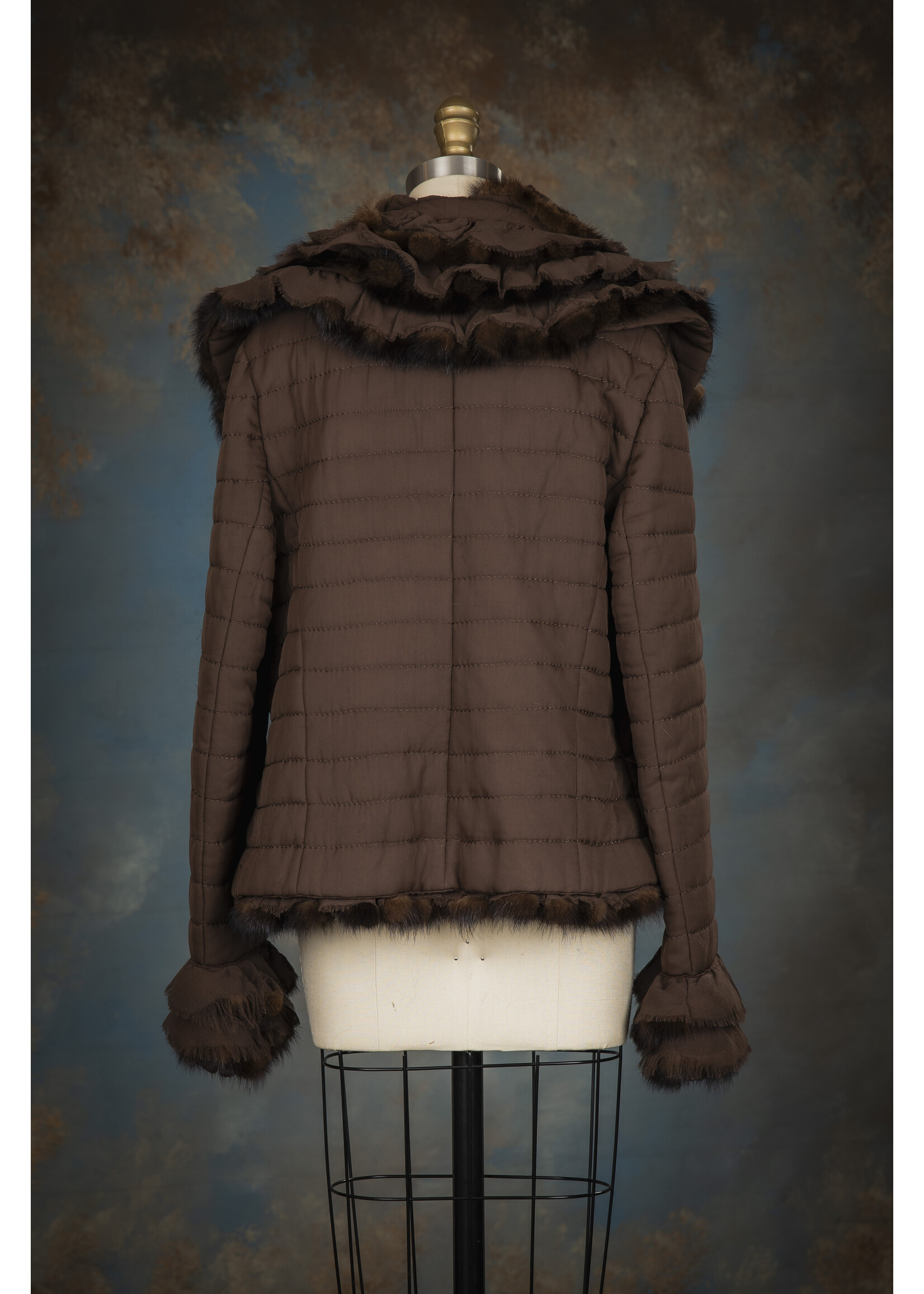 QUILTED SILK ORGANZA JACKET W. MINK