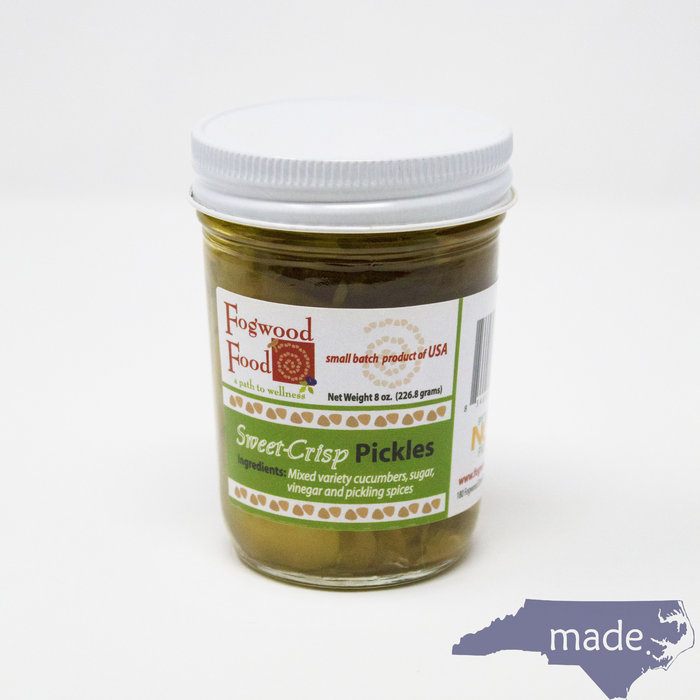 Sweet Crisp Pickles 8 oz. Jar - Fogwood Food