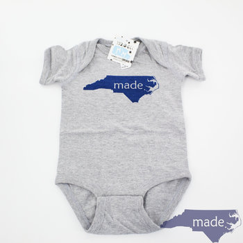 Heather Grey + Navy Onesie