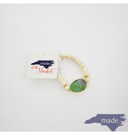 Gilded Bug Jewelry Green Chrysoprase Howlite Beaded Gold Bracelet