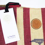 Burlap French Tote Burgundy - Le Papillon