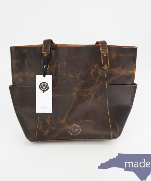 Modena Leather Bag in Light Brown from Le Papillon