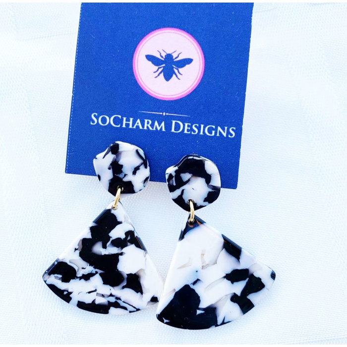 Georgina Earrings Black/White - SoCharm Designs