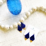 Delaney Diamond Earrings in Blue - The Painted Pearl