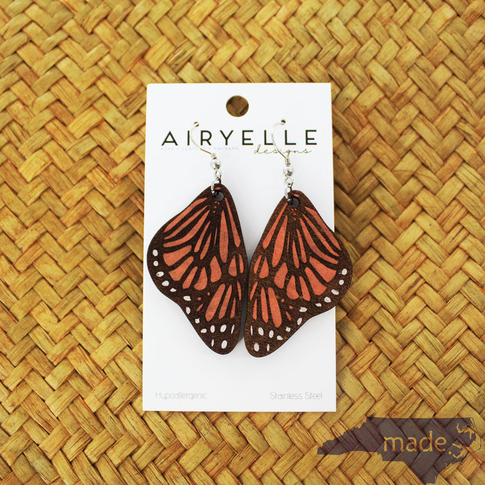 Rustic Wood Butterfly Wing Earrings - Airyelle Designs