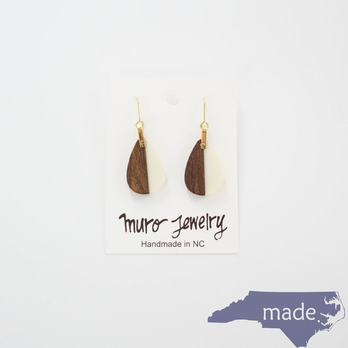 Wood and Resin Riveted Earrings - Muro Jewelry