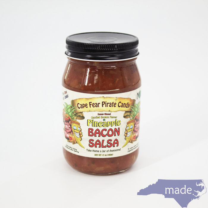Honey Kissed Candied Banana Pepper & Pinapple Bacon Salsa 16 oz. - Cape Fear Pirate Candy
