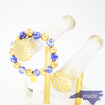 Blue/White/Gold Colorful Stacking Bracelet