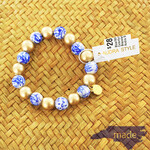 Blue/White/Gold Colorful Stacking Bracelet - Audra Style