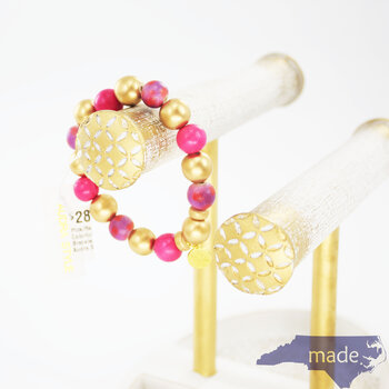 Pink/Red/Gold Colorful Stacking Bracelet