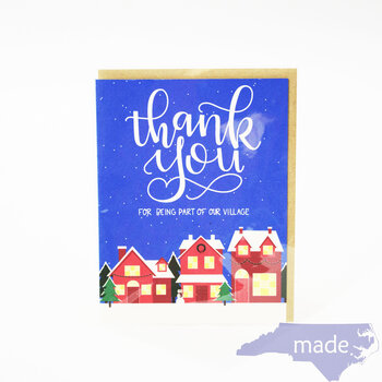 Thank You Snowy Village Card