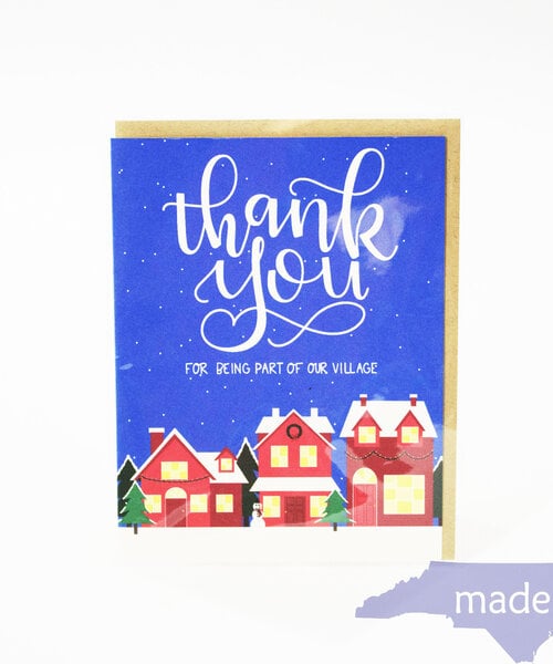 Thank You Snowy Village Card