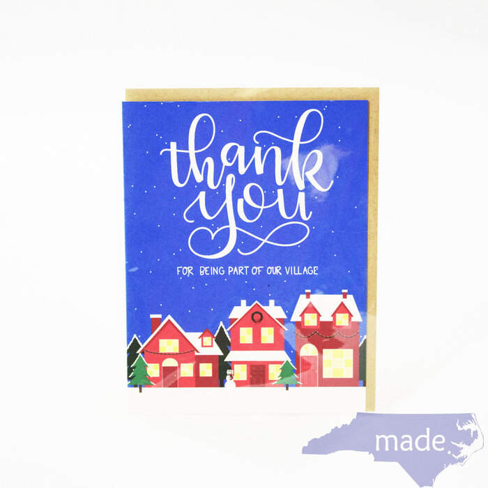 Thank You Snowy Village Card - Little Lovelies