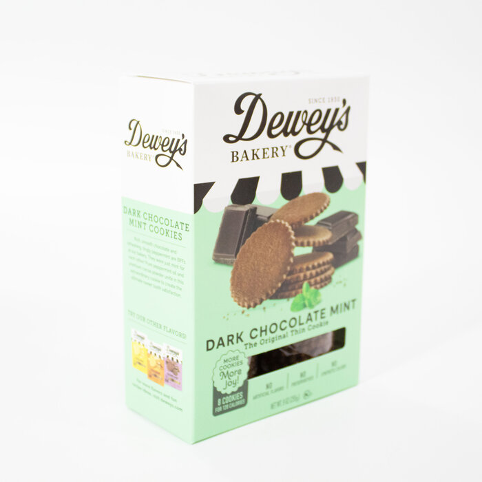 Dark Chocolate Mint Cookie Thins 9 oz. - Dewey's Bakery