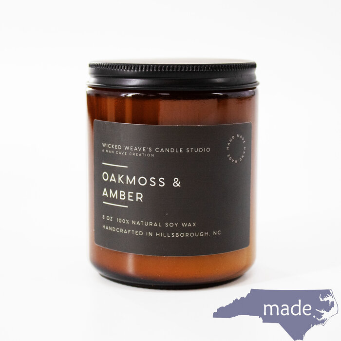 Oakmoss & Amber Soy Wax Candle - Wicked Weave's Candle Studio