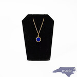 Brass & Navy Hexagon Necklace - Muro Jewelry